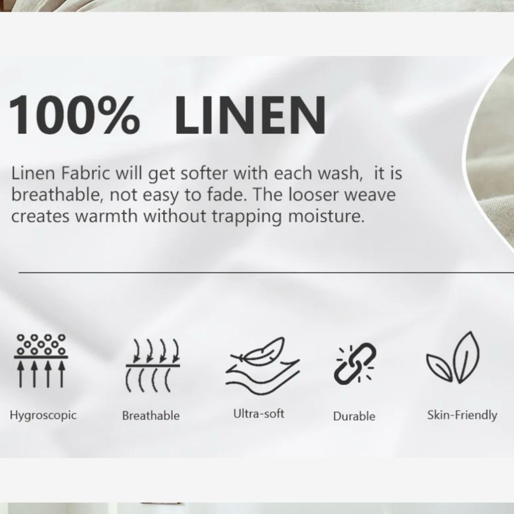 NWT Simple Opulence Twin Size 100% Linen Duvet Cover Set - Picture 3 of 16